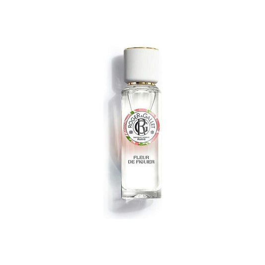 Roger & Gallet Fleur De Figuier Wellbeing Fragrant Water 30ml bottle, featuring fresh fig and floral notes in a clear glass container.