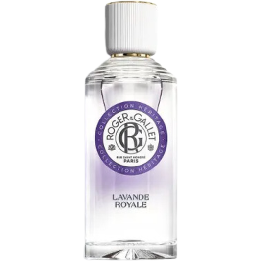 Roger & Gallet Lavande Royale Eau Parfumée Wellbeing Fragrant Water 100ml bottle with lavender scent and elegant packaging.