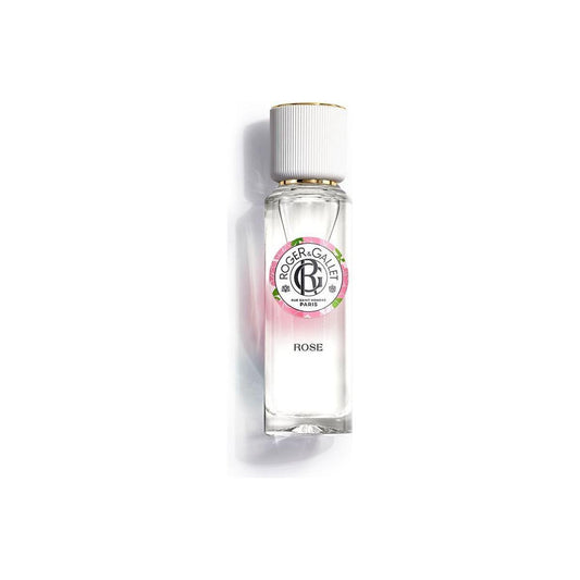 Roger & Gallet Rose Wellbeing Fragrant Water 30ml bottle, floral scent, elegant packaging, ideal for refreshing and uplifting fragrances