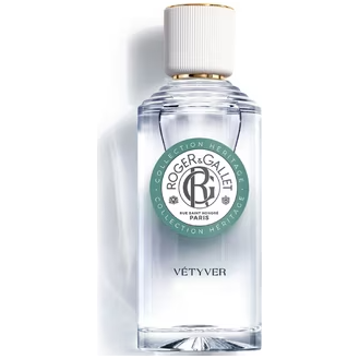 Roger & Gallet Vetyver Eau Parfumée Wellbeing Fragrant Water in 100ml bottle, natural scent, elegant packaging.
