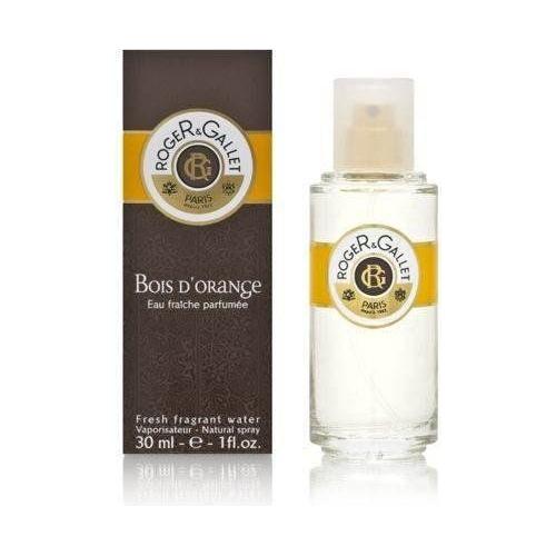 Roger & Gallet Bois D'Orange fragrant water spray in a 1 oz bottle, featuring a citrus and woody scent, displayed on a plain background.