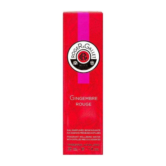 Roger & Gallet Gingembre Rouge Fragrant Water Spray 30ml, vibrant ginger scent in a sleek spray bottle.