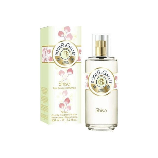 Roger & Gallet Shiso Fragrant Water Spray 100ml, elegant bottle with refreshing herbal aroma, ideal for light, revitalizing scent.