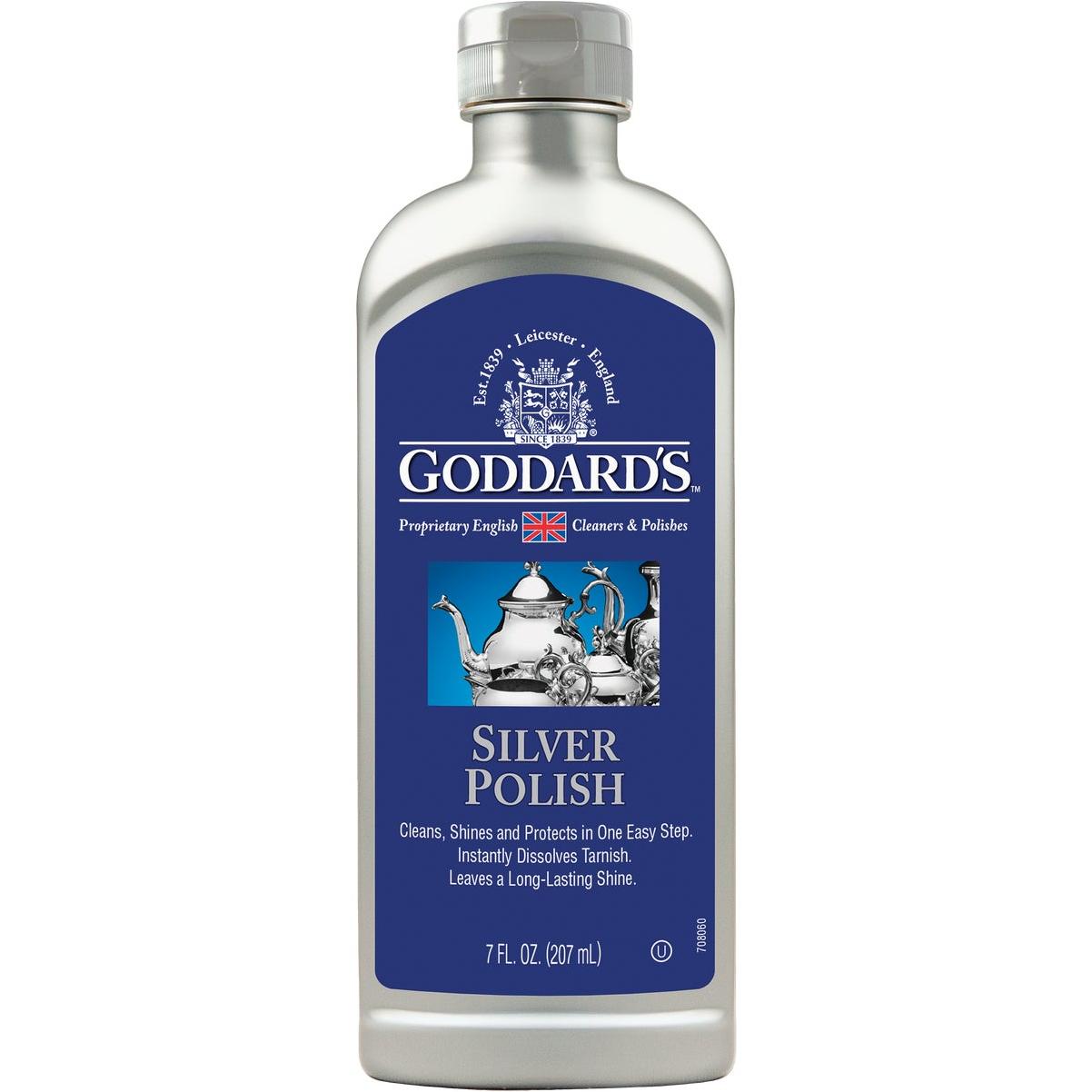 Goddard's 7 oz long shine silver polish for furniture and silverware, in a pasteur pharmacy branded container