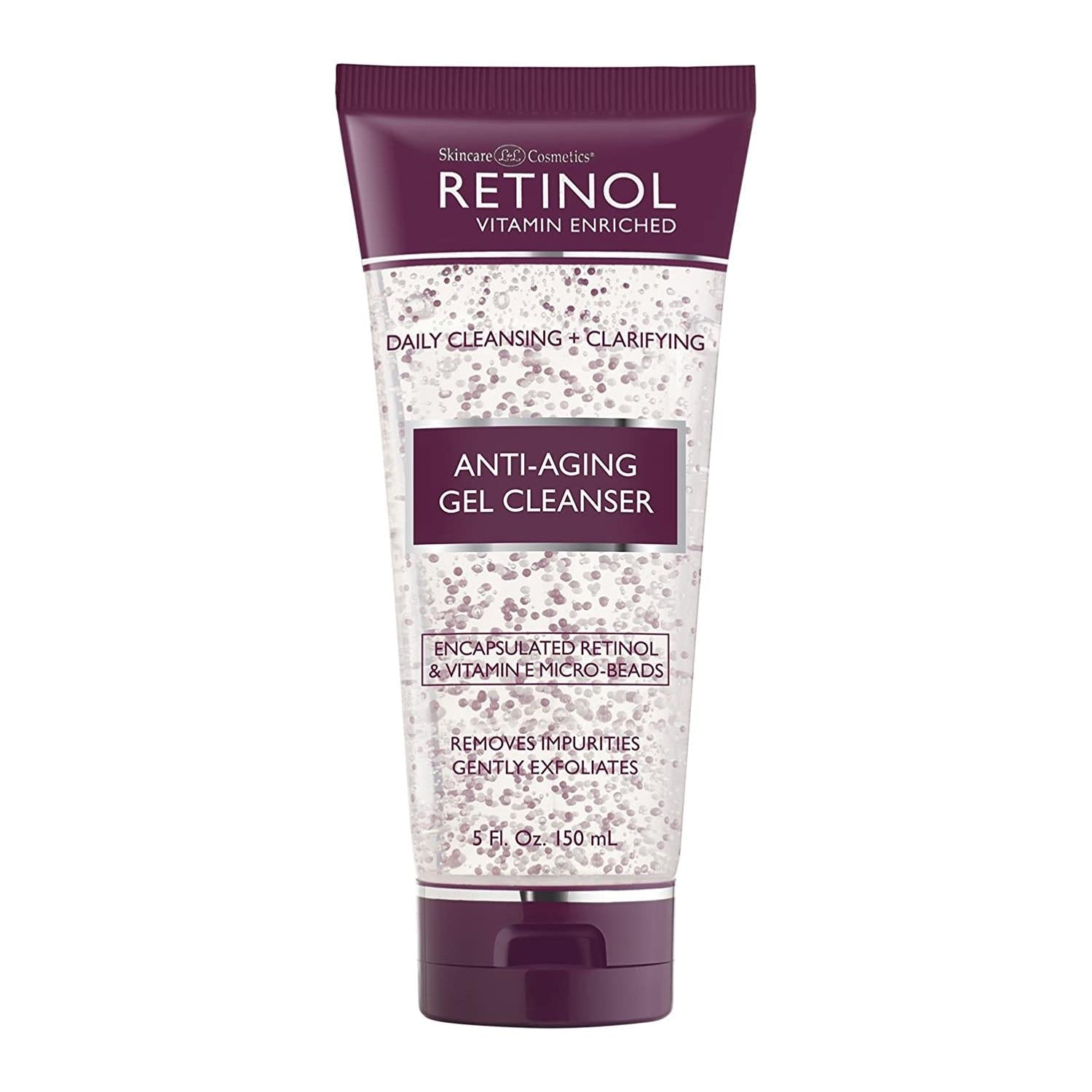 Pasteur Pharmacy Retinol Anti-Aging Gel Cleanser 150ml with clear gel texture and gentle foaming for skincare.