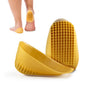 Gel heel pads from Tuli's Medi-Dyne Classic Heel Cups, showing a pair of clear gel heel cushions on a white background.