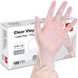 Clear vinyl exam gloves in small size by Pasteur Pharmacy, showing a pair of disposable gloves on a white background.
