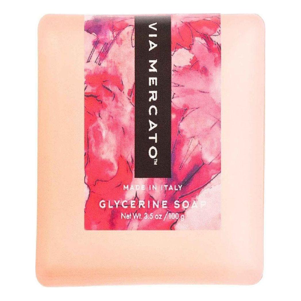 Pasteur Pharmacy Via Mercato Bella Glycerin Soap with pink grapefruit, vervain, and cassis, 3.5 oz bar with colorful packaging