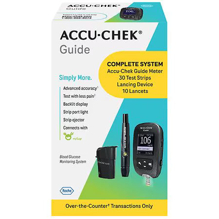 Accu-Chek Guide Meter Starter Kit from Pasteur Pharmacy, including meter and accessories for blood glucose testing.