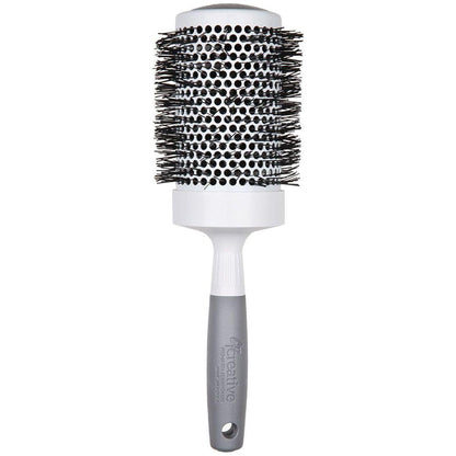 Pro Ultra Ceramic Thermal Round Hair Brush by Pasteur Pharmacy with a round wooden handle and ceramic bristles for styling.