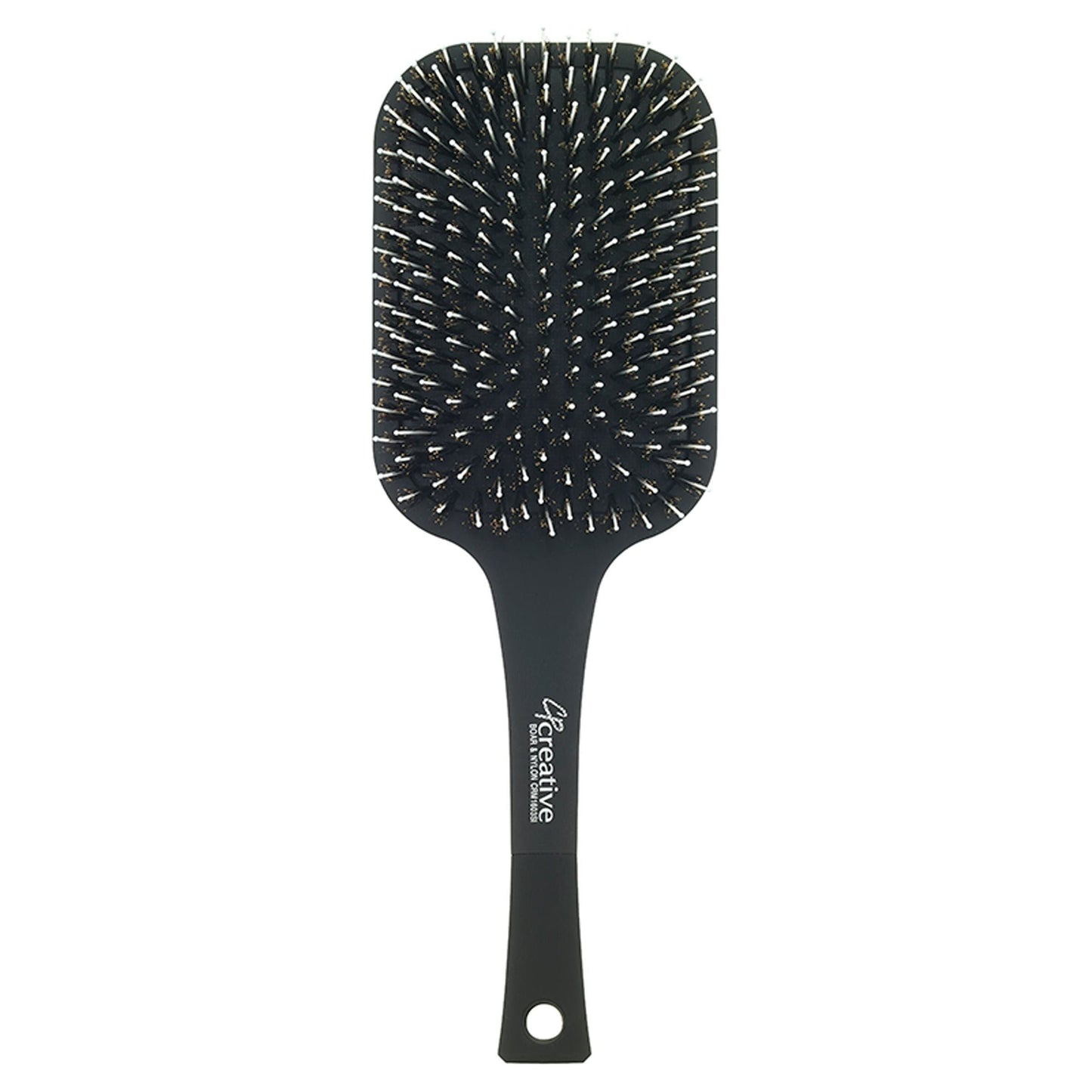 Pasteur Pharmacy static-free paddle nylon hair brush with nylon pins for gentle detangling and smooth styling.
