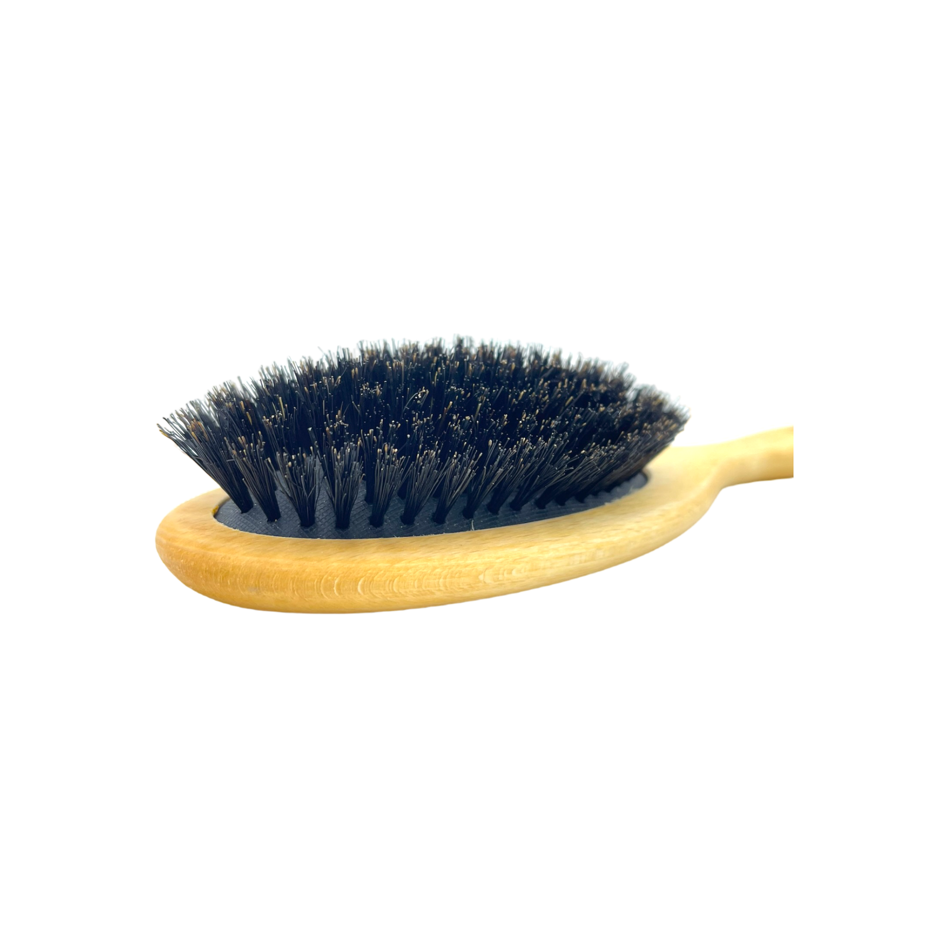 Dural Beech wood rubber cushion hair brush with boar bristles for gentle, effective hair detangling and styling.