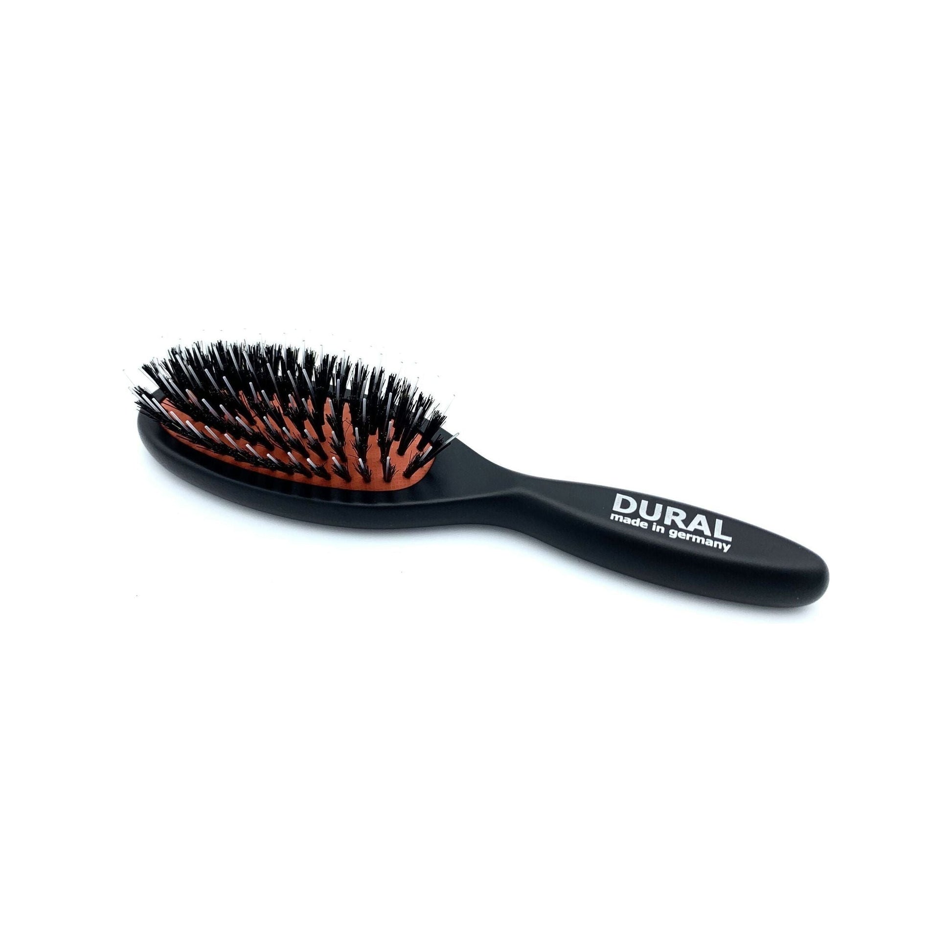 Pasteur Pharmacy Dural Hair Brush with rubber cushion, wild boar bristles, styling pins, and beech wood handle for hair styling and care.