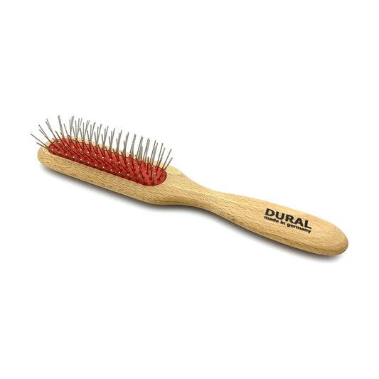 Dural hair brush by Pasteur Pharmacy with rubber cushion, steel ball tips, and beech wood handle for styling and hair care.
