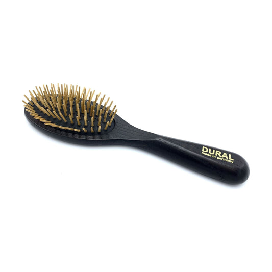Dural Hair Brush by Pasteur Pharmacy with rubber cushion and wooden pins for styling and hair care, featuring ash wood handle.