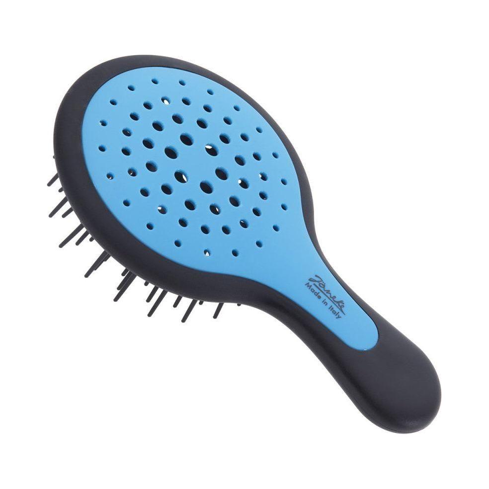 Janeke Mini SuperBrush hair brush in black and blue, model 71SO220NEP BFL, with compact design for easy styling.