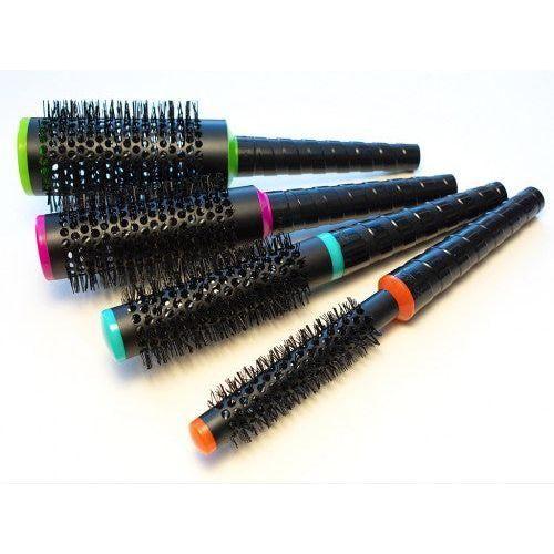 Janeke Spiral Thermal Round Hair Brush SP514C-ALM with wooden handle and bristles for styling and volume.