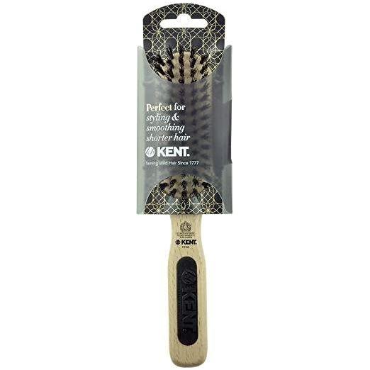 Kent NS06 / PF06 narrow grooming styling hair brush with pure bristle, shown with natural wood handle and densely packed bristles.