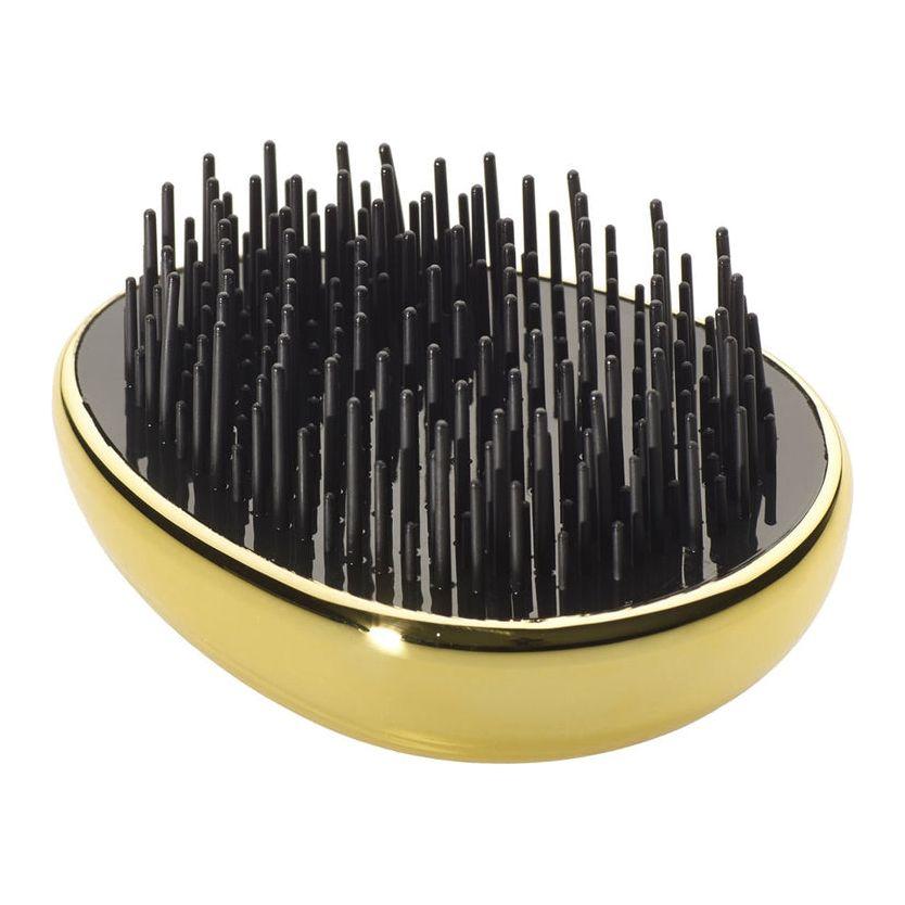 Kent Pebble Gold shampoo and scalp massage detangler hair brush by Pasteur Pharmacy, with soft bristles and ergonomic handle.