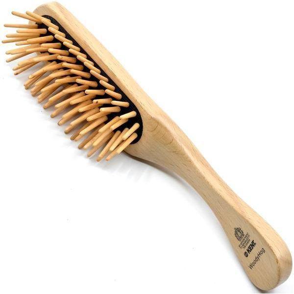 Kent Woody Hog Hair Brush, model no. Woodyhog, with natural wooden handle and densely packed bristles for gentle hair grooming.