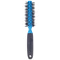 Azzurro Wood barrel round hair brush with boar bristles, natural wooden handle, designed for gentle styling and hair detangling.