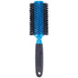 Azzurro Wood barrel round boar bristle hair brush with a wooden handle, designed for gentle detangling and styling.