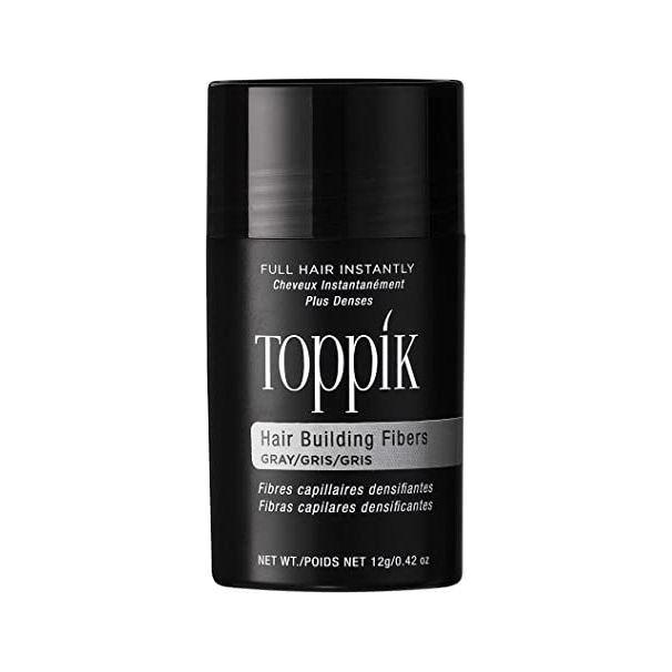 Toppik Gray Hair Building Fibers in 0.42 oz bottle, natural-looking hair thickening solution from Pasteur Pharmacy.