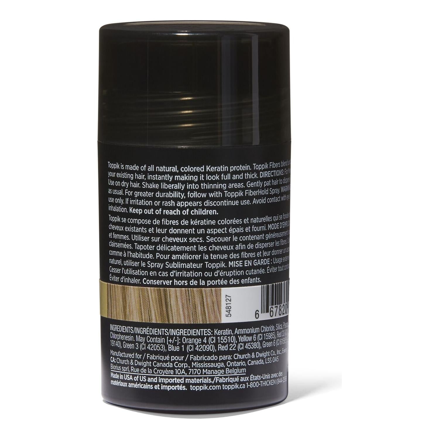 Toppik Hair Building Fibers in Medium Blonde, 0.42 oz, for natural-looking hair volume and density.