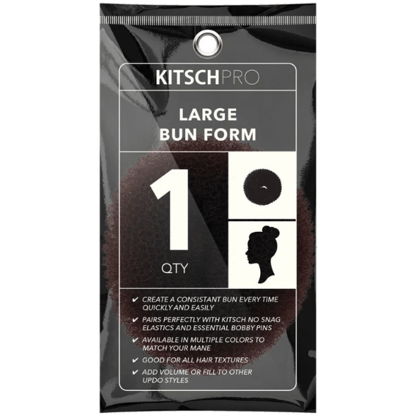 Kitsch Large Hair Bun Form by Pasteur Pharmacy, used for creating voluminous, sleek hair buns with a flexible, moldable design.
