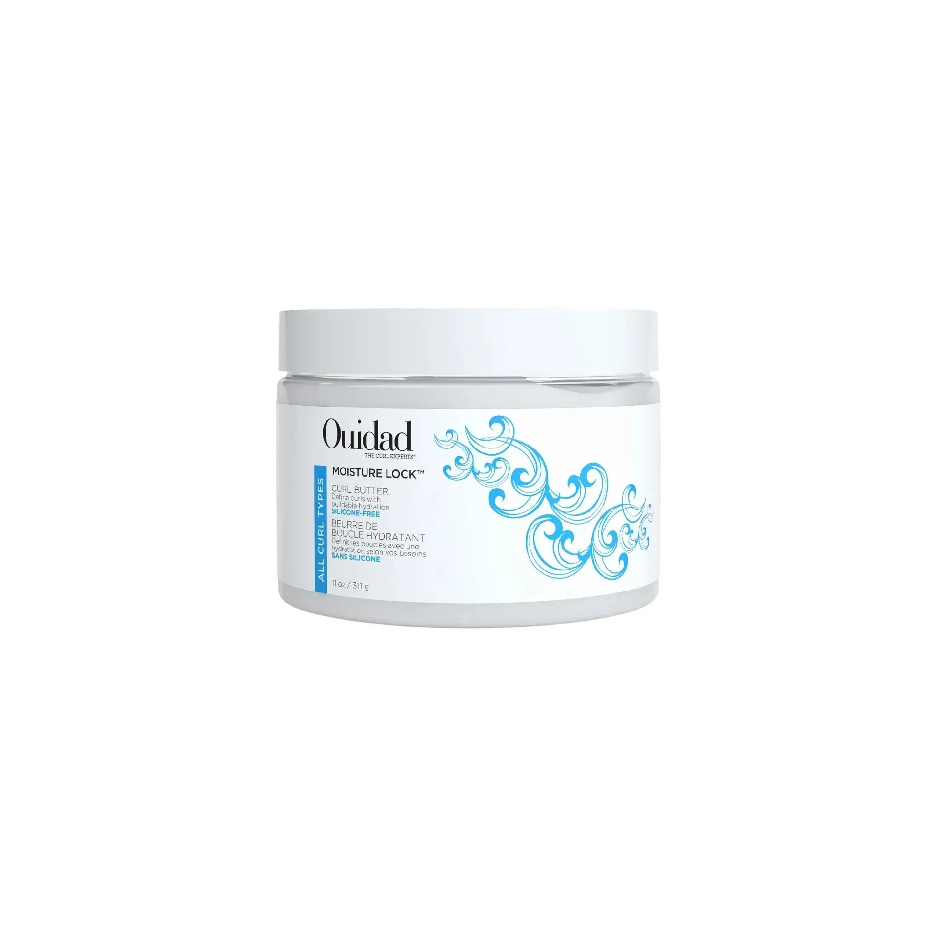 Ouidad Moisture Lock All Curl Types Hair Butter in 11oz jar, natural hair care product for curly hair hydration and softness