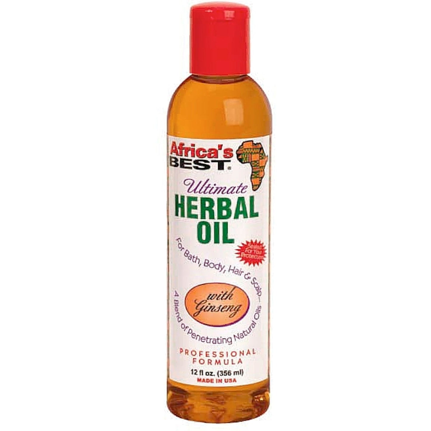 Africa's Best Ultimate Herbal Oil hair care product by Pasteur Pharmacy, 12 Fl Oz bottle with herbal ingredients.