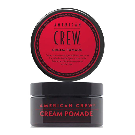 American Crew Cream Pomade in 3 oz jar, hair styling product with a smooth, creamy texture for versatile hair hold and shine.