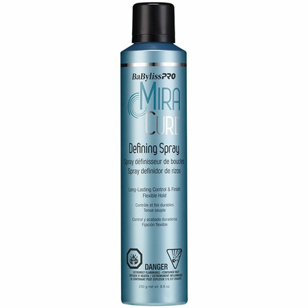 BaByliss PRO MiraCurl defining spray in 8.8 oz spray bottle, ideal for curling hair and adding hold and shine