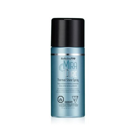 BaByliss PRO MiraCurl Thermal Shine Spray in 4 oz bottle, hair care product for adding shine and protection