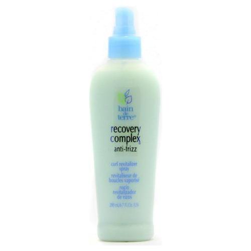 Bain de Terre Recovery Complex Anti-frizz Curl Revitalizer Spray in a 6.7 fl oz bottle, designed to reduce frizz and enhance curls.