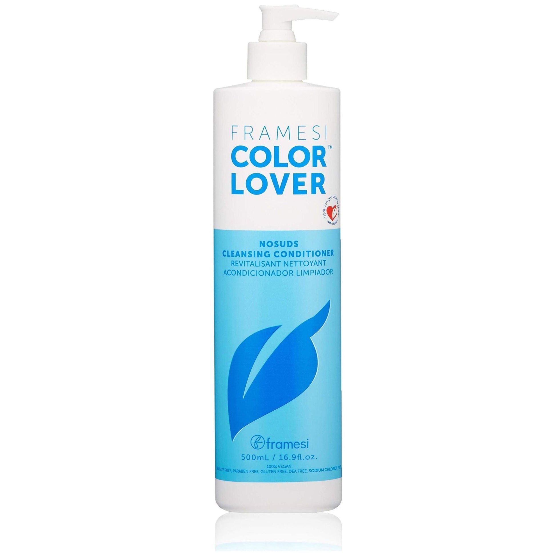 Framesi Color Lover No Suds Cleansing Conditioner for color-treated hair in 500ml bottle, gentle hair care by Pasteur Pharmacy.