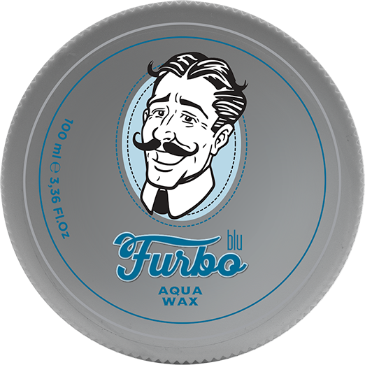 Furbo Blu Aqua Wax 100ml hair styling wax by Pasteur Pharmacy, in a sleek container with a blue label, for shiny hair.