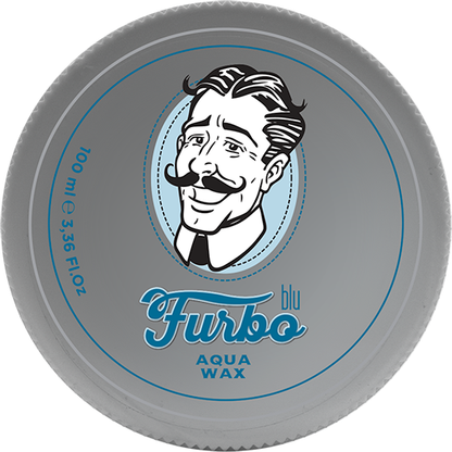 Furbo Blu Aqua Wax 100ml hair styling wax by Pasteur Pharmacy, in a sleek container with a blue label, for shiny hair.