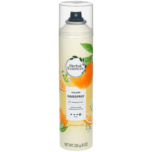 Herbal Essences volume hairspray by Pasteur Pharmacy, 8 oz, offers maximum hold with a lightweight, natural finish for styled hair.