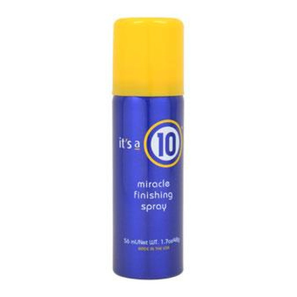 It's A 10 Miracle Finishing Spray by Pasteur Pharmacy for hair care, showing the spray bottle with nozzle and product label.