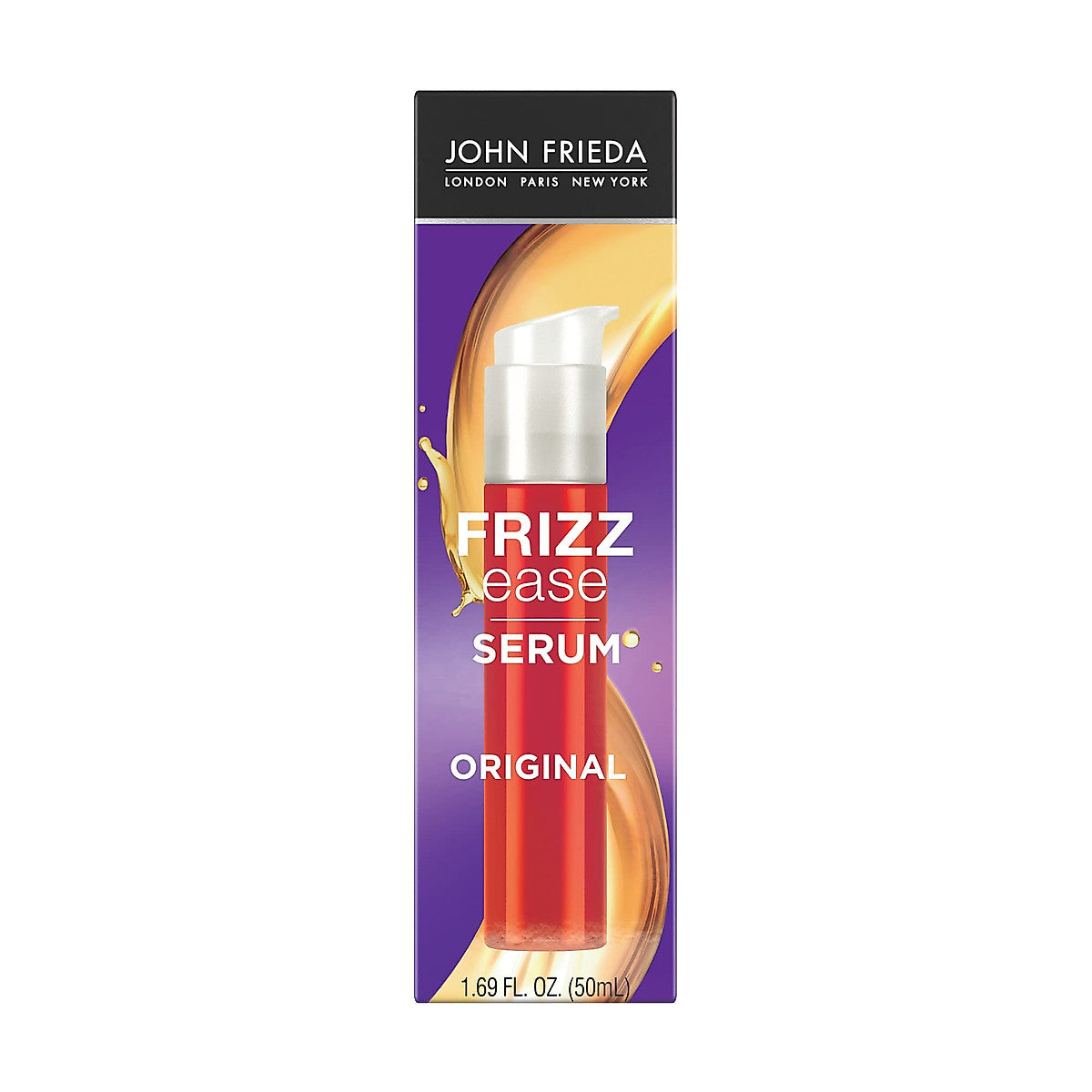 John Frieda Frizz Ease Original Hair Serum in 50ml bottle, smooths frizz and controls hair for sleek, shiny hair.