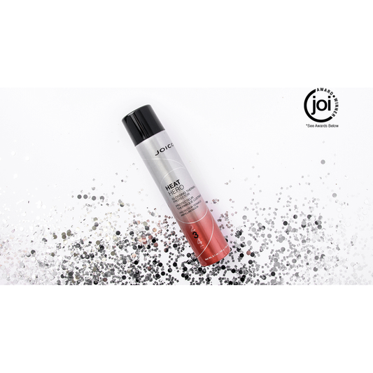 Joico Heat Hero Glossing Thermal Protector 5.2 oz for hair protection and shine, shown in a bottle with a pump dispenser.