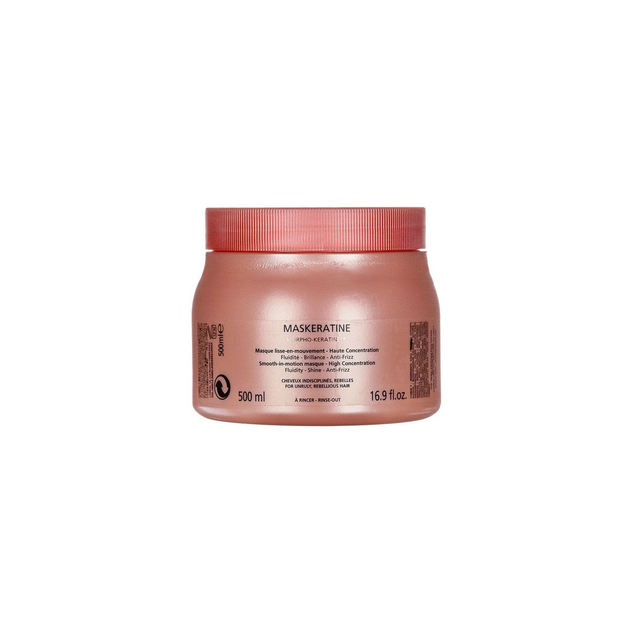 Kerastase Discipline Maskeratine hair care treatment in a 500ml jar, designed to smooth and strengthen frizzy, unruly hair.