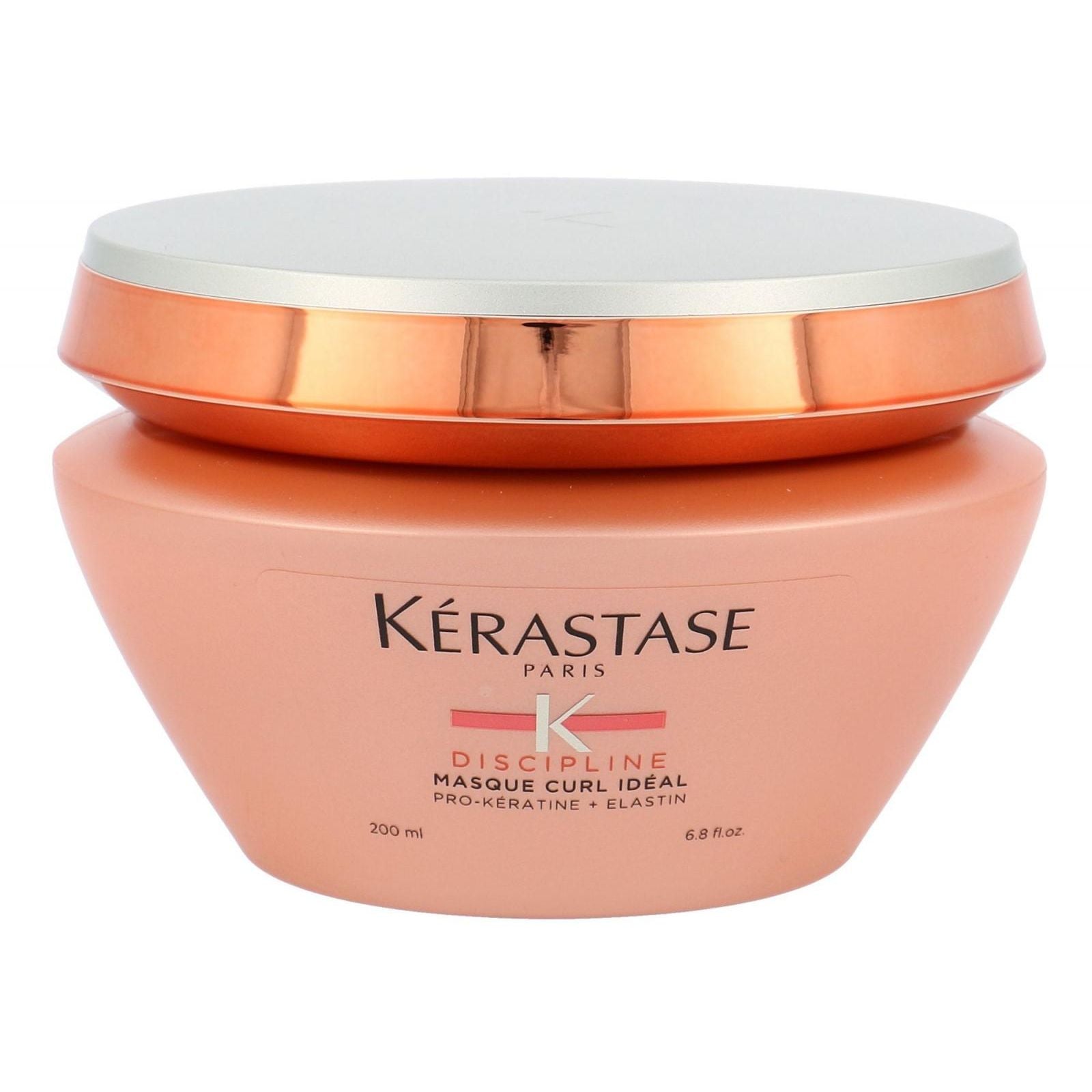 Kerastase Discipline Curl Ideal Hair Mask, a nourishing hair care treatment for curly hair, shown in a jar with product label visible.