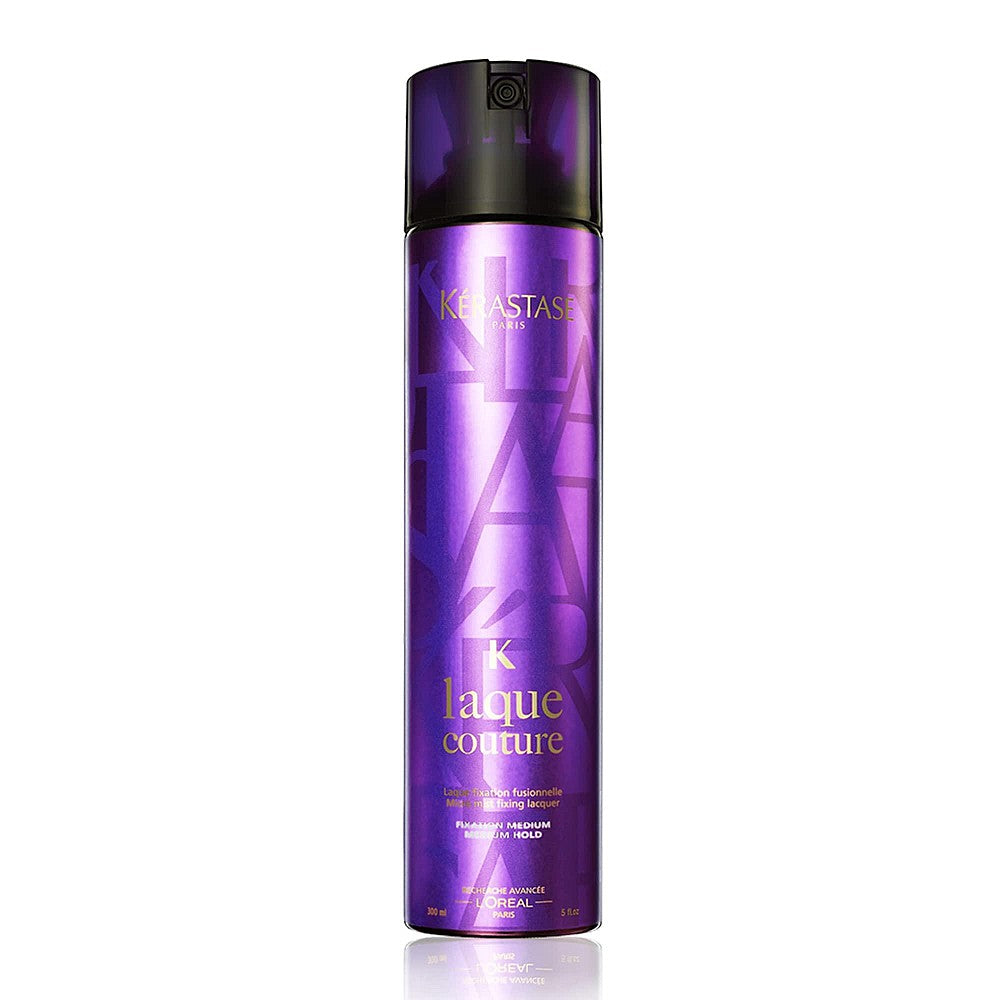 Kerastase Laque Couture hair spray in a spray bottle, designed for strong hold and styling control.