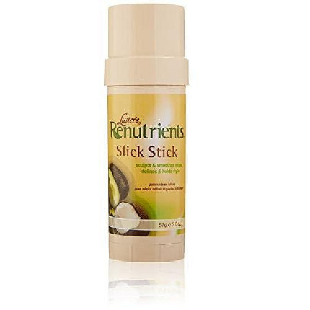 Luster'S Renutrients Slick Stick 2 oz hair care product in a clear container with a black cap, designed for sleek styling.