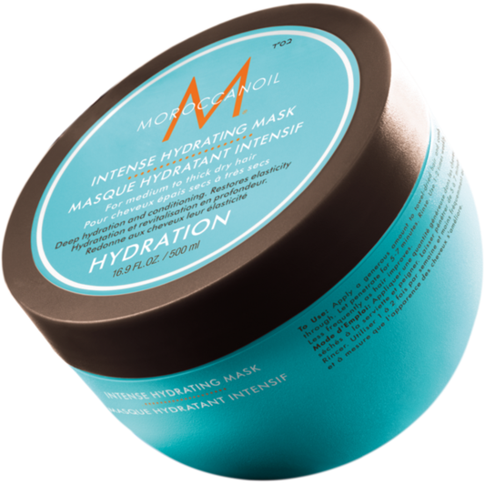 Moroccanoil Hydration Intense Hydrating Mask for hair care, 500ml, with creamy texture and nourishing formula for dry hair.