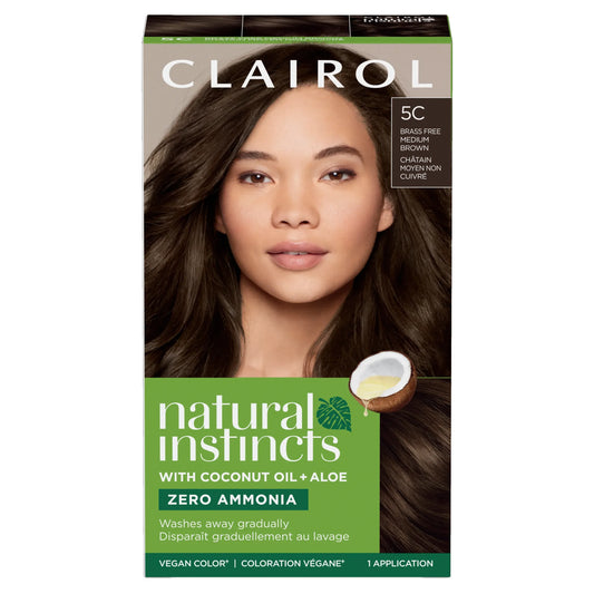 Natural Instinct KT 5C hair care product by Pasteur Pharmacy, featuring a brown hair treatment bottle with a white cap.