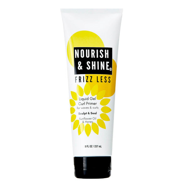 Pasteur Pharmacy Nourish & Shine Frizz Less Liquid Gel Primer for hair, 8 fl oz, smooths frizz and adds shine.