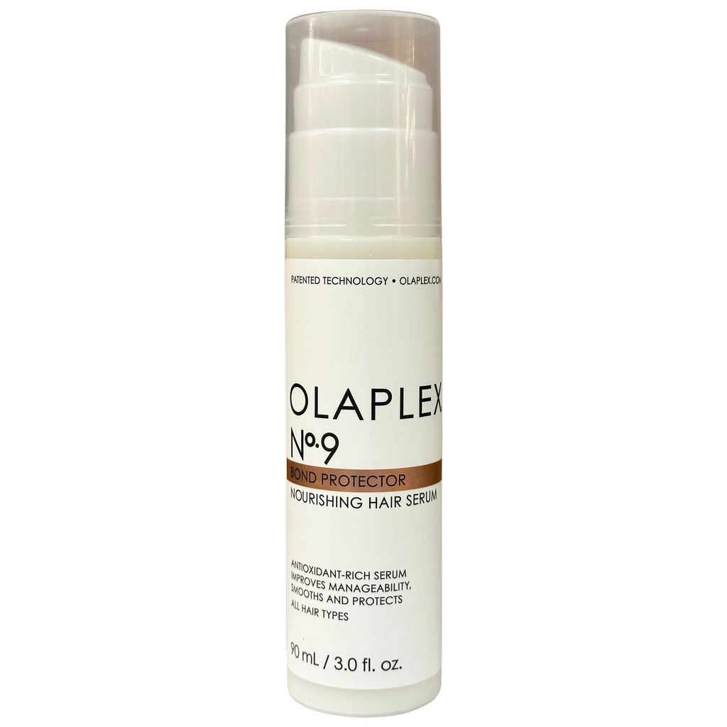 Olaplex No.9 Bond Protector Nourishing Hair Serum in 3 oz bottle, designed to protect and strengthen hair with a smooth, shiny finish.